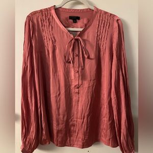 J.Crew NWT Featherweight satin tie-neck top Warm rose Large Blouse